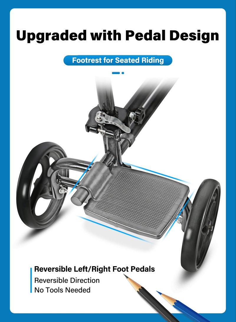 OSSO Knee Scooter with Foot Pedal All Terrain Steerable Knee Walker for Leg Surgery Recovery Broken Ankle Recovery Foldable Crutch Alternative with Storage Bag Dual Braking System Adjustable Orthopedic Mobility Scooter for Adults - Image 3